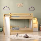Beliche Infantil Montessoriana Garden Com Escada Lateral,grade Proteção I E Escorregadore Grade X Du Branco/natural