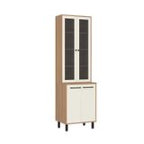 Cristaleira 4 Portas Com Portas Vidro Fumê 65cm Havana Rovere / Champanhe