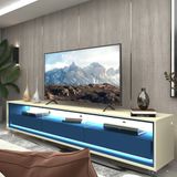 Rack Para Tv Até 85 Polegadas Com Led Com Rodízios Requinte 211cm Off White/azul Royal