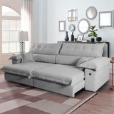 Sofá Retratil Reclinavel 3 Lugares 240cm Boucle Ravena Branco