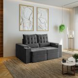 Sofá Retrátil Reclinável Com Porta Copos E Usb 3 Lugares 180cm Embaúba Extra Cabecasa Madeiramadeira Cinza Diamante