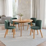 Mesa De Jantar Extensível Redonda Com 4 Cadeiras Madeira Maciça Tasila Yescasa Champagne/verde