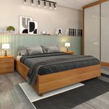 Cama Box Casal Mônaco E Mesa De Cabeceira Veronna Cinamomo
