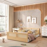 Cama Montessoriano Casal Lift Em Madeira Maciça Com Rattan 2 Grades Casatema Branco/natural