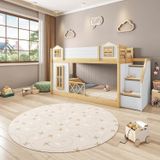 Beliche Infantil Montessoriano Garden Com Escada Lateral E Proteção Casinha Janela, Grade X Casatema Branco/natural
