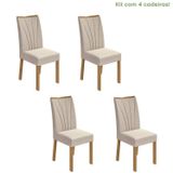 Conjunto Com 4 Cadeiras Para Sala De Jantar Apogeu Amêndoa Clean/rinzai Bege