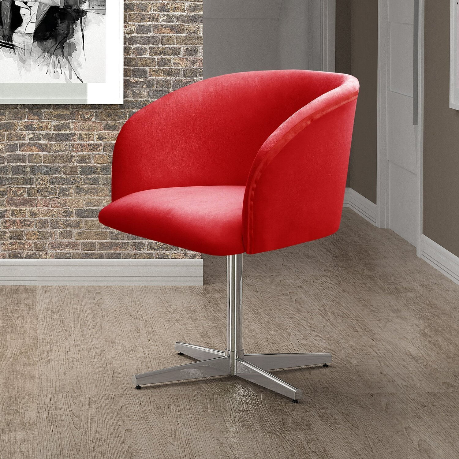 Poltrona Atenas Base Giratória De Alumínio Sala De Estar Vermelho