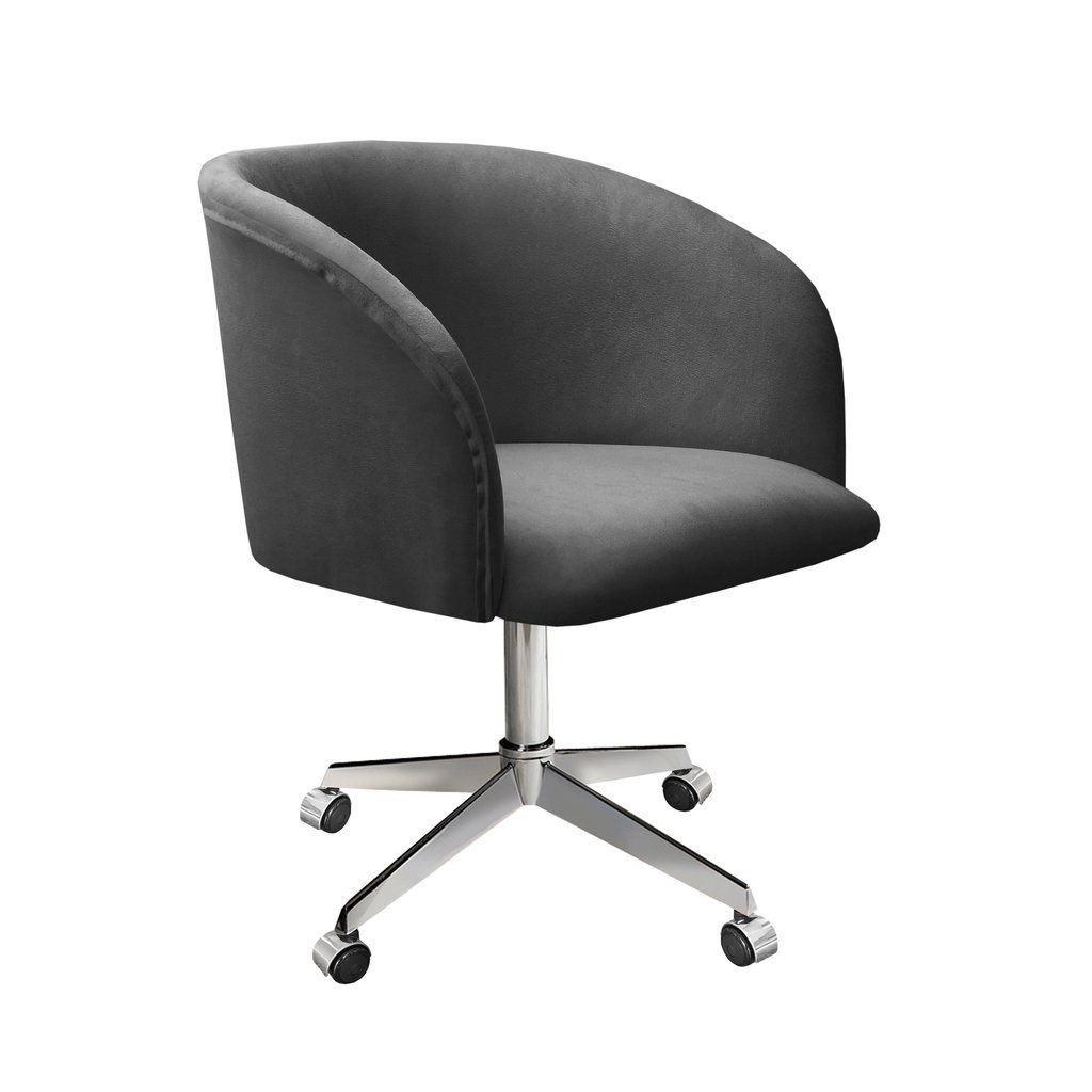 Poltrona Atenas Com Rodízio Decoração Sala De Estar Cinza Grafite