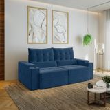 Sofá Retrátil Reclinável Com Porta Copos E Usb 3 Lugares 220cm Embaúba Extra Cabecasa Madeiramadeira Azul Diamante