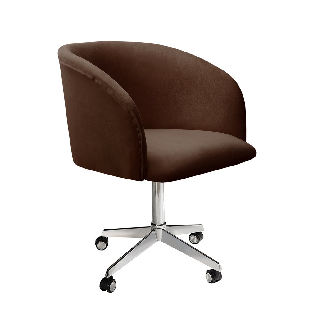 Poltrona Atenas Com Rodízio Decoração Sala De Estar Marrom