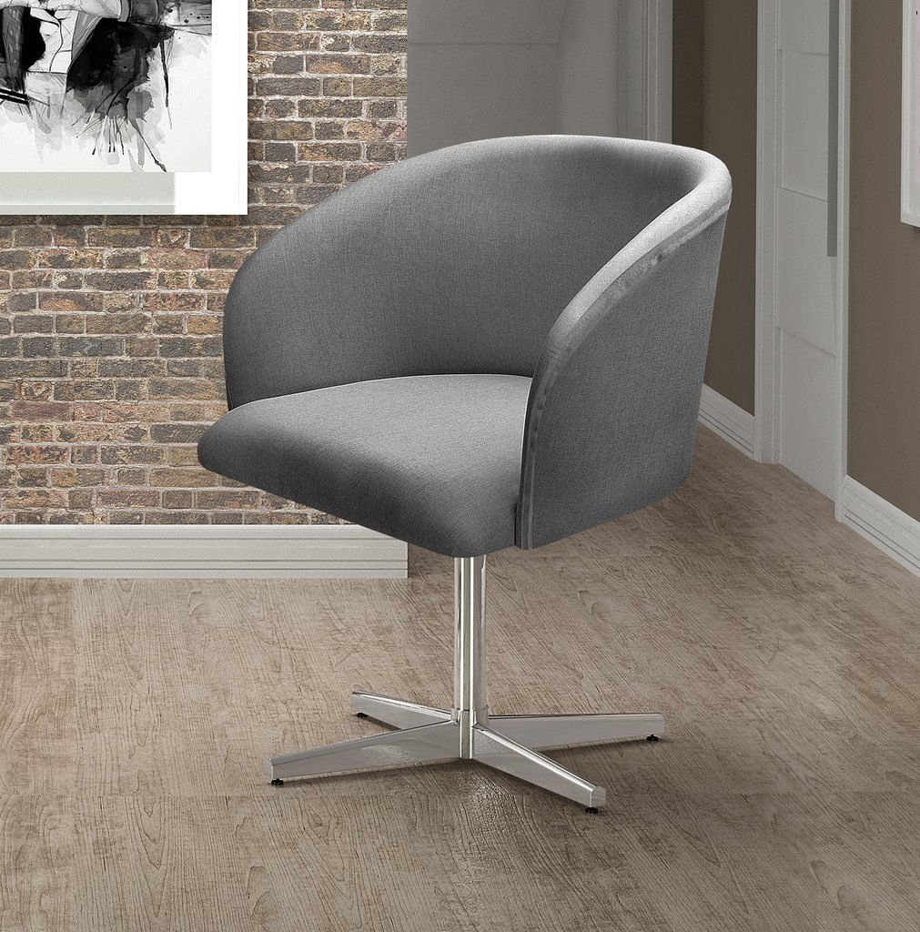 Poltrona Atenas Base Giratória De Alumínio Sala De Estar Cinza