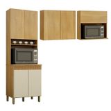 Cozinha Compacta Com 2 Armários Aéreos E 1 Paneleiro Dakota Cinamomo/off White