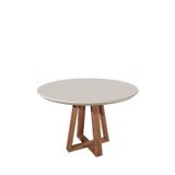Mesa Bennett Redonda 115cm Com Tampo De Vidro Natural/off White Fosco