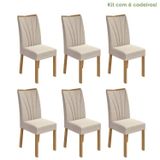 Conjunto Com 6 Cadeiras Para Sala De Jantar Apogeu Amêndoa Clean/rinzai Bege