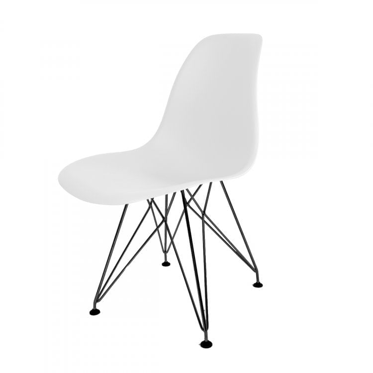 Cadeira Base Escura Eames Eiffel Empório Tiffany Branco/Preto