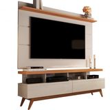 Conjunto Rack Vivare Wood e Painel para TV até 60 polegadas Vivare 1.6 Off White Nature Móveis Germai Off White Nature
