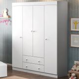 Guarda Roupa Infantil 4 Portas 2 Gavetas Helena Branco