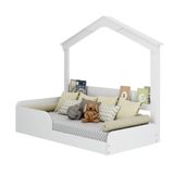 Cama Montessoriana Infantil Montessoriana Casinha Porta Livros Movelbras Branco