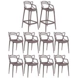 Kit - 8 x cadeiras + 2 x banquetas altas Masters Allegra - Fendi