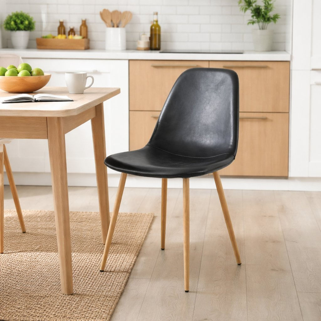 Cadeira Fixa Em Madeira Com Encosto Tania