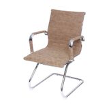 Cadeira Para Escritório Interlocutor Base Fixa Esteirinha Corino 3301 Or Design Castanho Retrô