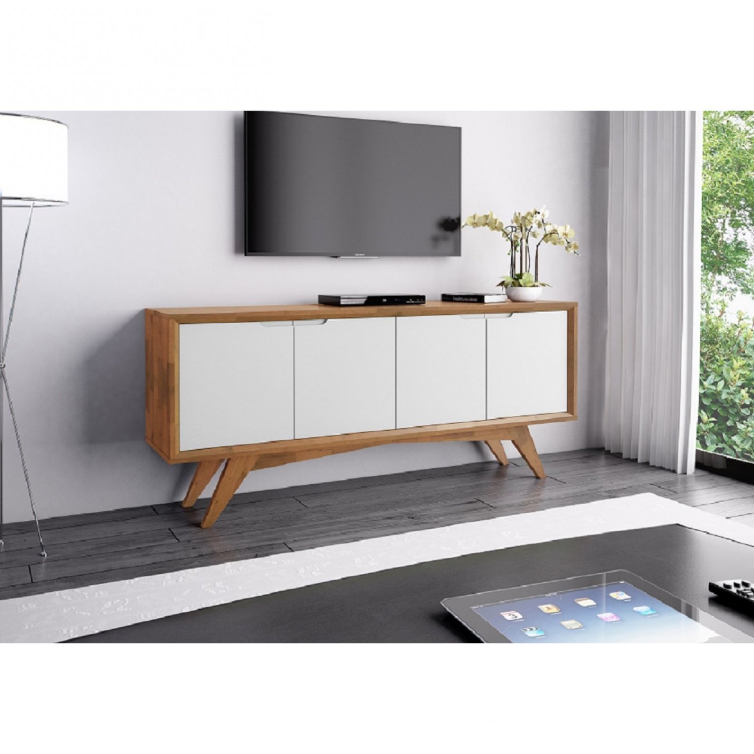 Buffet 4 Portas Querubim Nat/branco