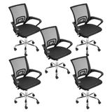 Kit 5 Cadeiras Para Escritório Diretor Tela Mesh Tok 3310 Or Design Preto