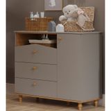Cômoda De Bebê Com 3 Gavetas E 1 Porta Picolé Espresso Móveis Fendi/nature