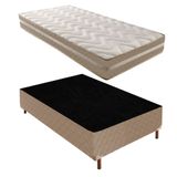 Box Solteiro Júlia 42x88x188cm com Colchão Solteiro Quality D33 Duoface 26x88x188cm Rustico Bege
