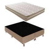 Box Queen Júlia 42x158x198cm com Colchão Queen Unique D33 Plus Duoface 25x158x198cm Rustico Bege