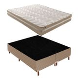 Box Queen Florença 42x158x198cm com Colchão Queen Quality Plus Duoface 20x158x198cm Rustico Bege
