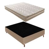 Box Casal Florença 42x138x188cm com Colchão Casal Quality Plus Duoface 20x138x188cm Rustico Bege