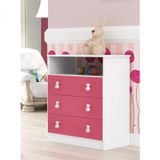 Cômoda De Bebê 3 Gavetas 1 Nicho Arco-íris Branco/rosa