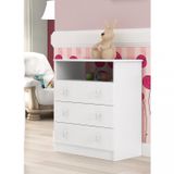 Cômoda De Bebê 3 Gavetas 1 Nicho Arco-íris Branco