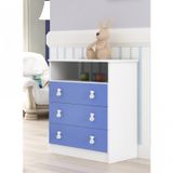 Cômoda De Bebê 3 Gavetas 1 Nicho Arco-íris Branco/azul