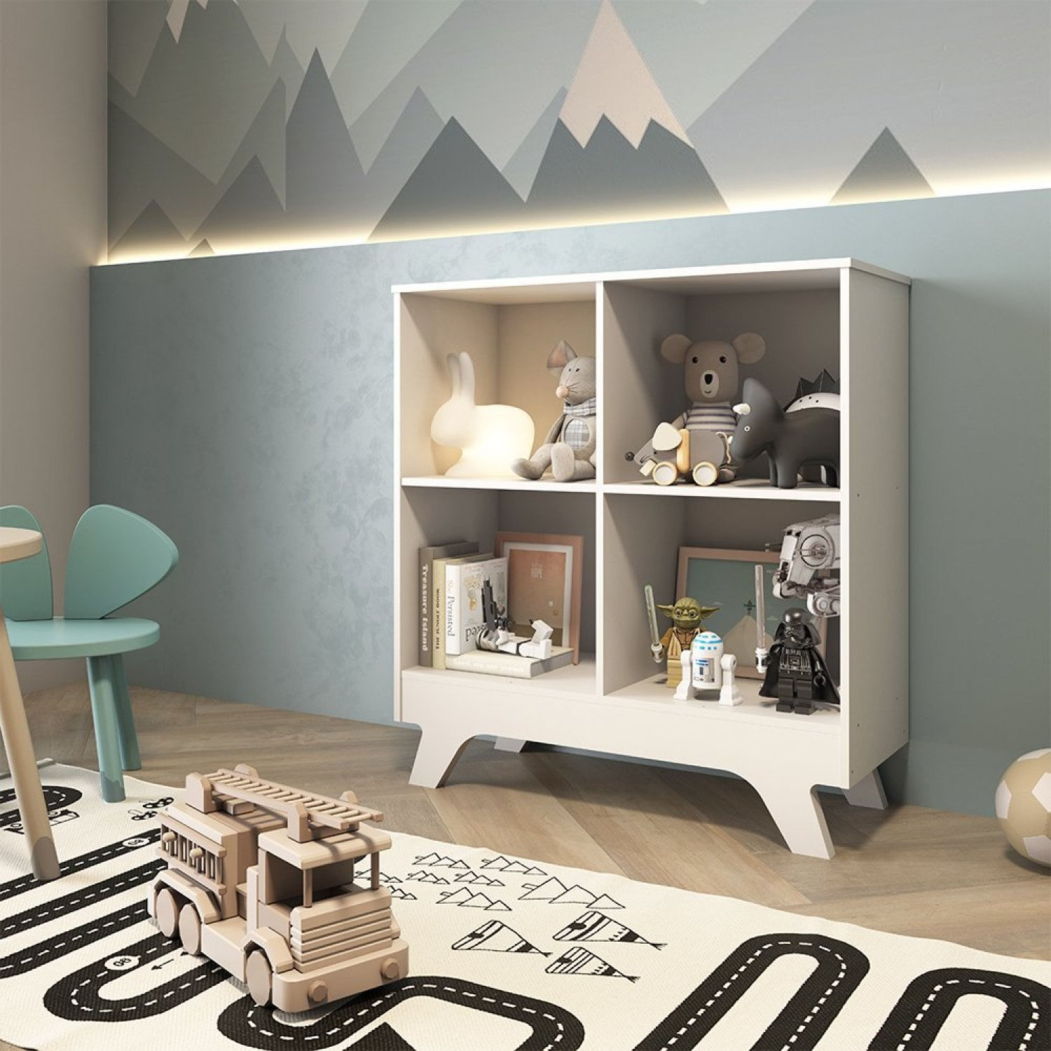 Livreiro Retrô Em Mdf 4 Nichos Branco Brilho