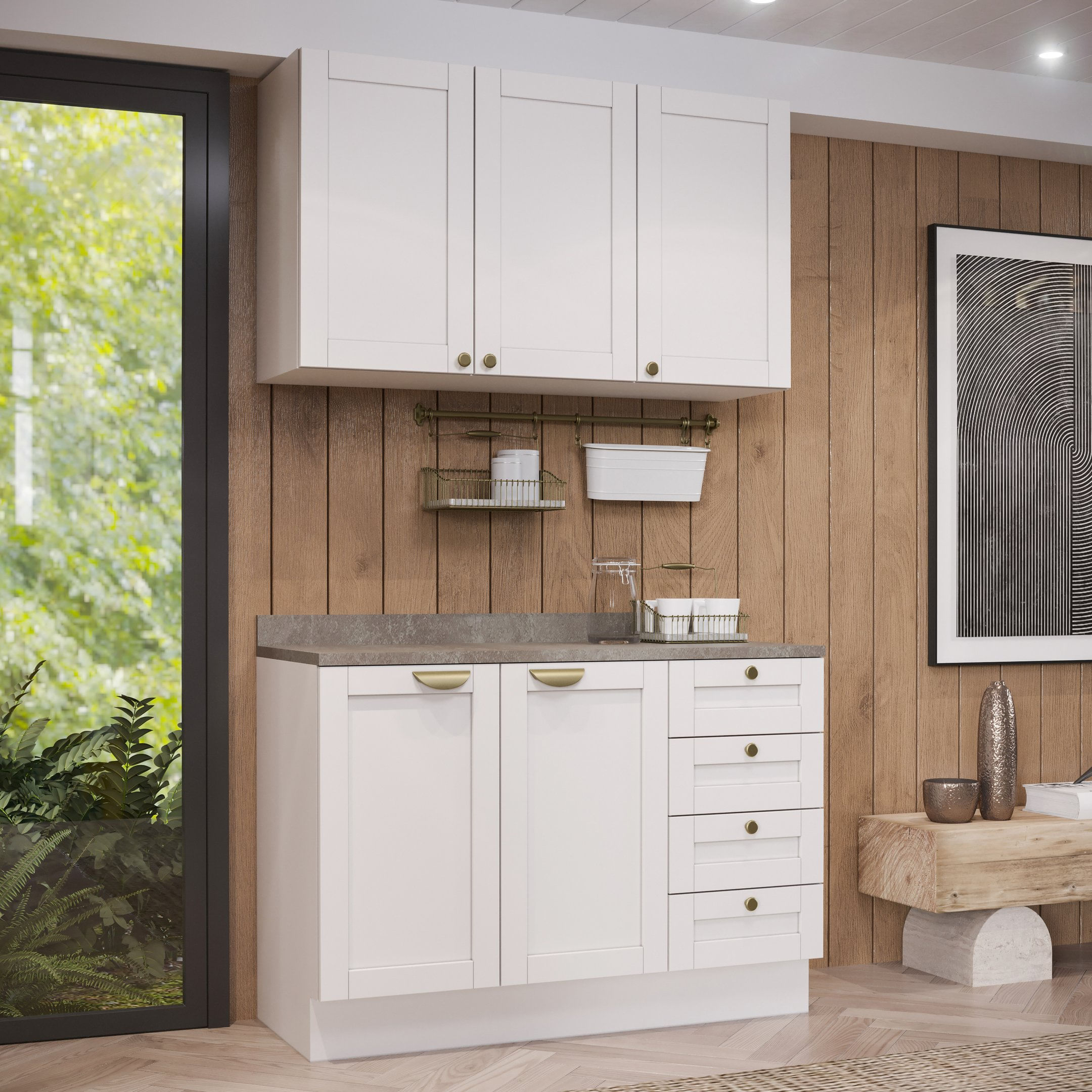 Cozinha Modulada 2 Peças Com Balcão E Armário Aéreo Arizona Cabecasa Madeiramadeira