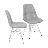 Kit 2 Cadeiras Estofada Botonnes Base Cromoda Or Design Cinza