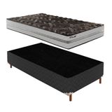 Box Solteiro Íris 42x88x188cm com Colchão Solteiro Unique D33 Plus Duoface 25x88x188cm Preto Elegancy
