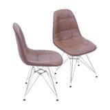 Kit 2 Cadeiras Estofada Botonnes Base Cromoda Or Design Café