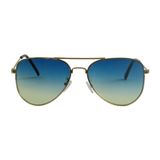 Oculos De Sol Feminino Tipo Aviador Lente Azul Claro