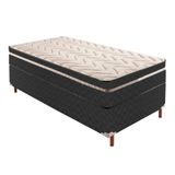 Box Solteiro Íris 42x88x188cm com Colchão Solteiro Molas Extrapedic Íris 28x88x188cm Preto Elegancy