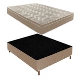 Box Casal Júlia 42x138x188cm com Colchão Casal Unique Anatômico D28 25x138x188cm Rustico Bege