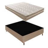 Box Casal Julia 42x138x188cm com Colchao Casal Quality Plus Duoface 20x138x188cm Rustico Bege
