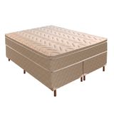 Box King 42x193x203cm com Colchão Super King Molas Ensacadas 28x193x203cm Júlia Rustico Bege