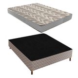 Box Casal Galaxy 42x138x188cm com Colchao Casal Unique D45 Duoface 18x138x188cm Rustico Prata