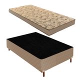 Box Solteiro Florença 42x88x188cm com Colchão Solteiro Unique D33 Duoface 14x88x188cm Rustico Bege