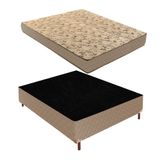 Box Casal Júlia 42x138x188cm com Colchão Casal Unique D33 Duoface 18x138x188cm Rustico Bege