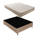 Box Casal Júlia 42x138x188cm com Colchão Casal Unique D33 Plus Duoface 18x138x188cm Paropas Rustico Bege