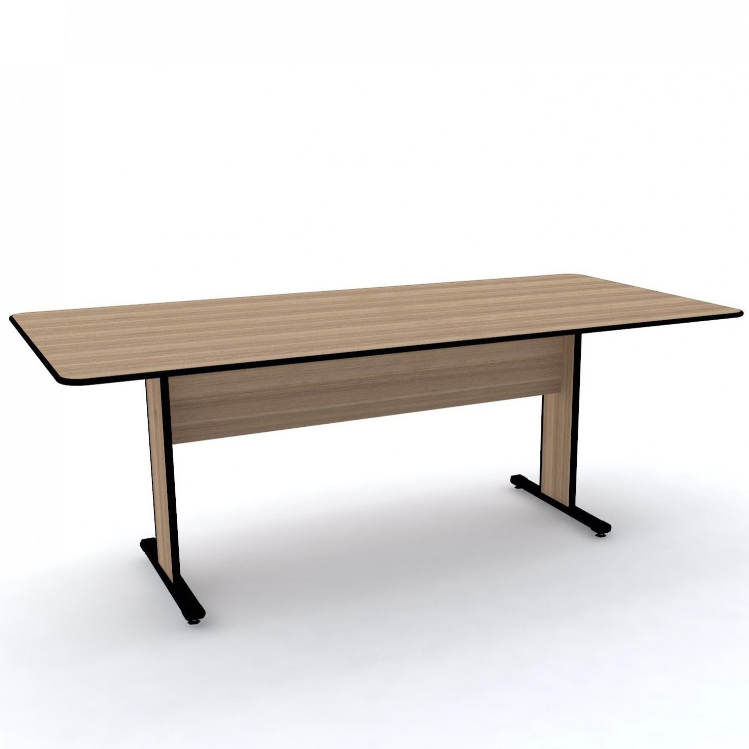 Mesa De Reuniões Ret Mx2000 Maxxi   Preto/noce Naturalle